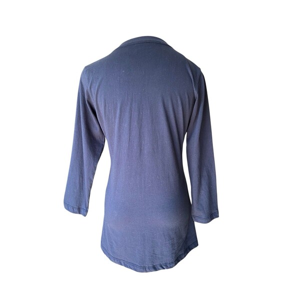 Affliction Womens American Customs Moto Foil Graphic Lace Up Top Size L Blue Y2K - Picture 3 of 15